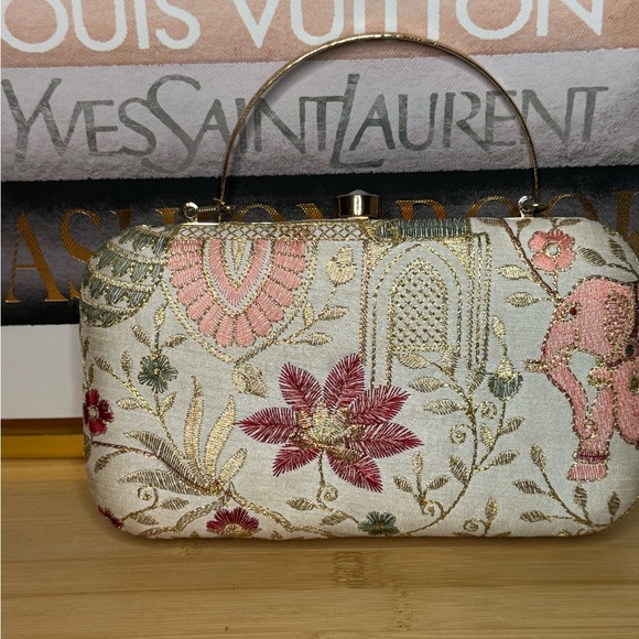 Longing to Buy Hand Crafted Designer Box Clutch - Zari Embroidery for Women